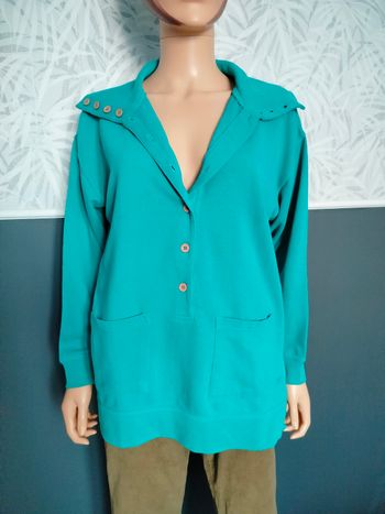 Sweat turquoise avec poches T44 N*381