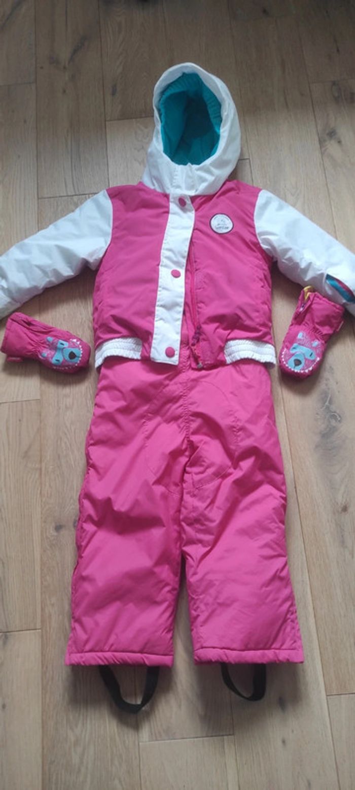 Ensemble ski salopette manteau et moufle 3 ans