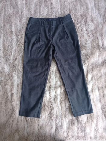 Pantalon court cigarette T38 pied de poule gris noir - Promod