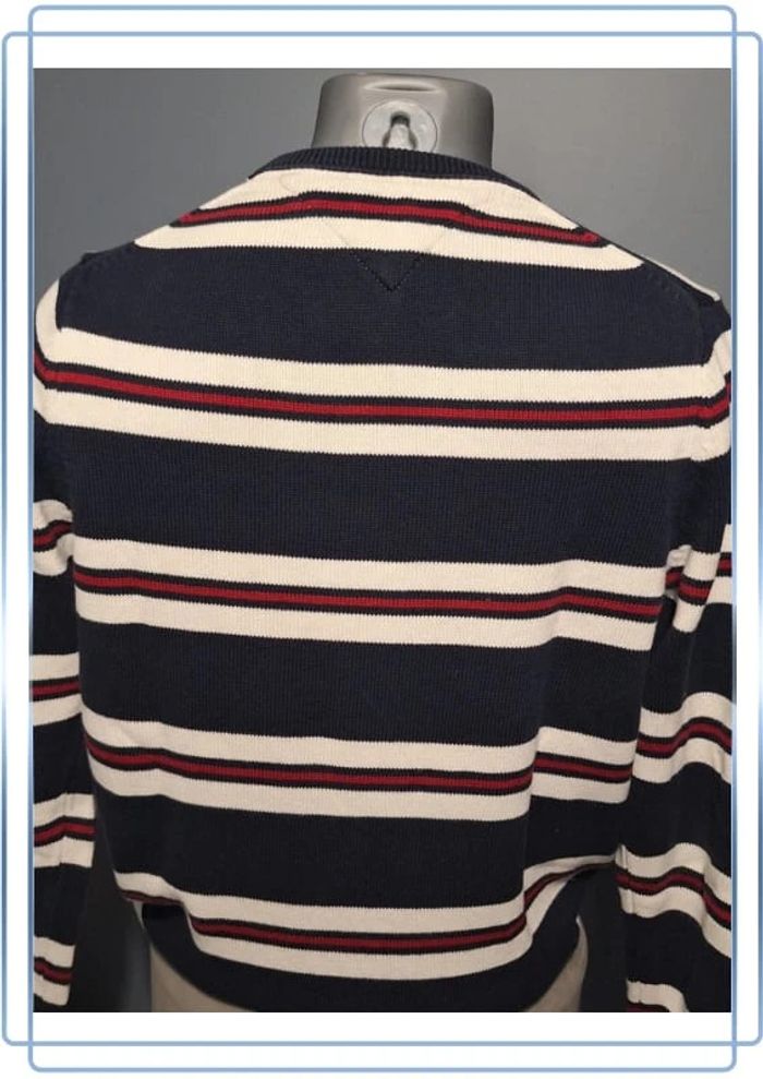 Pull / crewneck rayé multicolore tommy hilfiger col V homme - taille S (58) - photo numéro 6