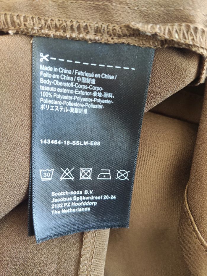Belle robe marron satinée avec liseret coloré manches et col Scotch & Soda 38 parfait état - photo numéro 7