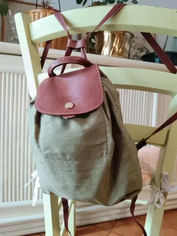 Sac à dos pliage xs Longchamp kaki et marron