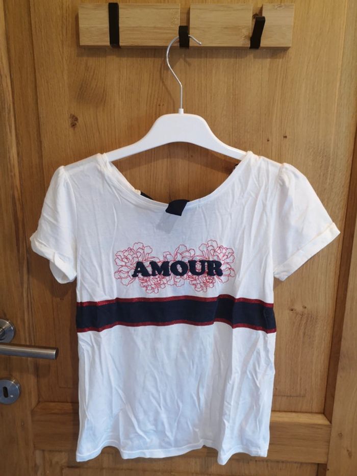 T-shirt Naf naf en blanc et bleu marine Xs - photo numéro 2