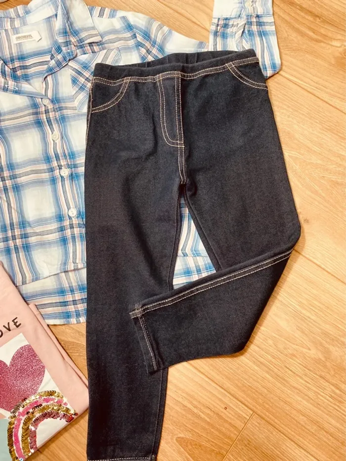 Taille 5 ans tenue 3p fille Orchestra Charlie & Prune rose bleu et jean brut * sequins * 🩷 - photo numéro 7