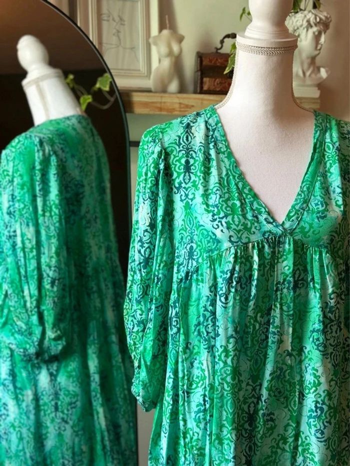 Robe fluide verte à motifs – Banditas from Marseille, taille 36/38 - photo numéro 3