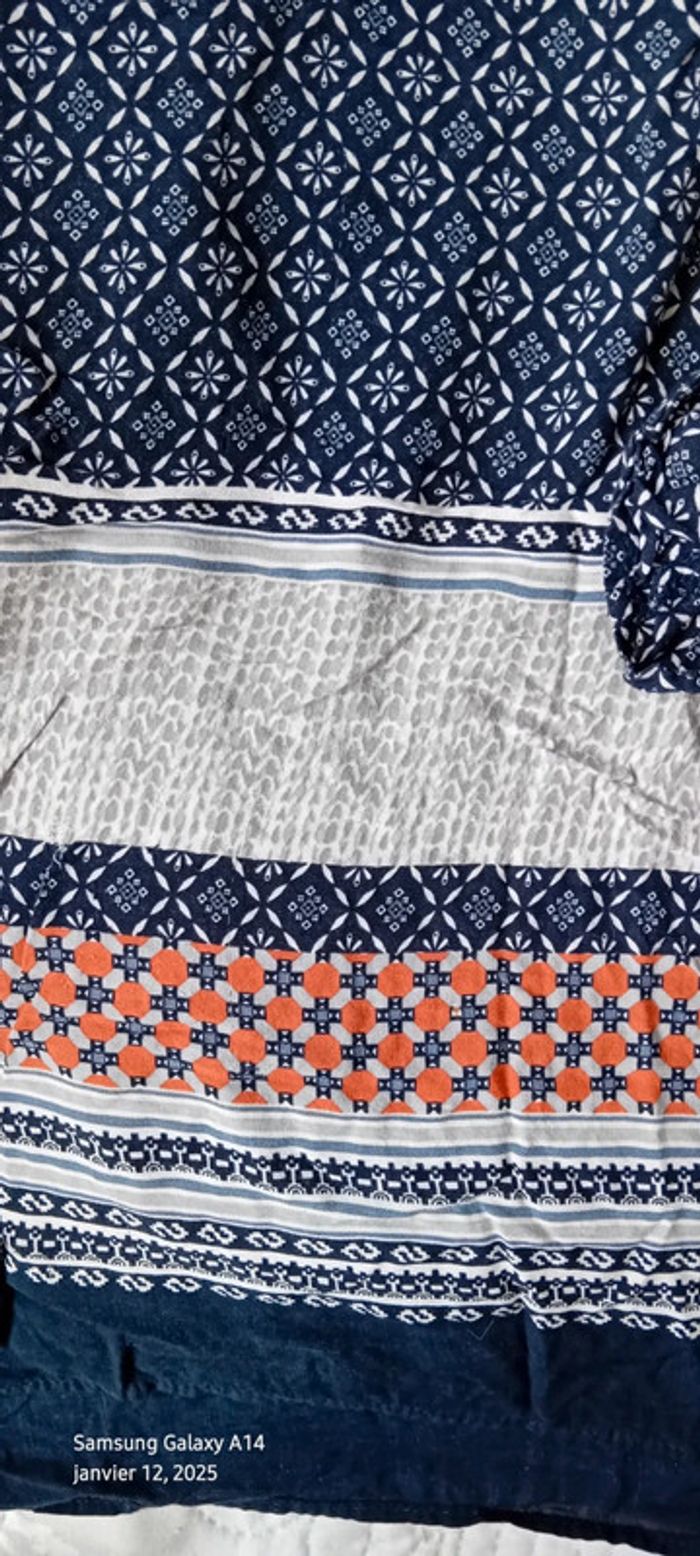 Tunique longue esprit bohème motif mosaïque bleu femme XL camaïeu - photo numéro 14