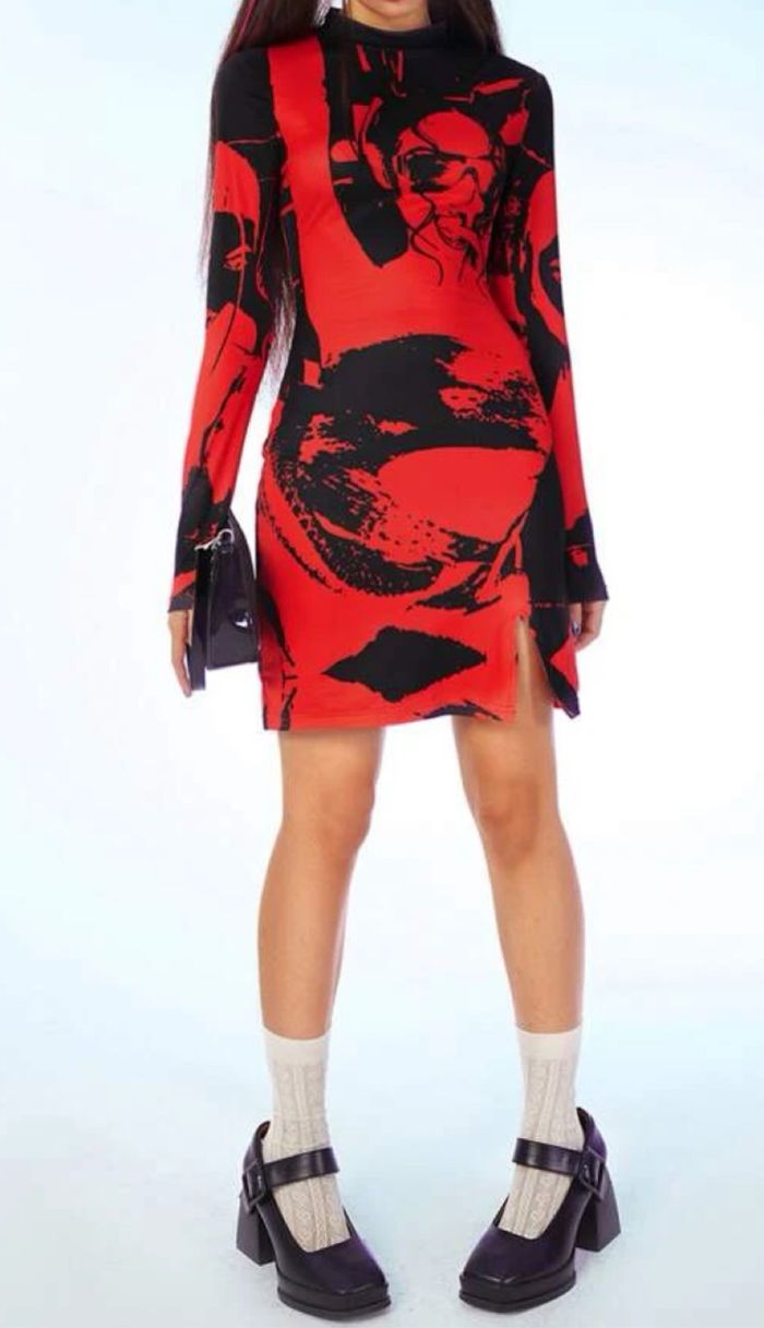 Shein robe noire et rouge S - photo numéro 5