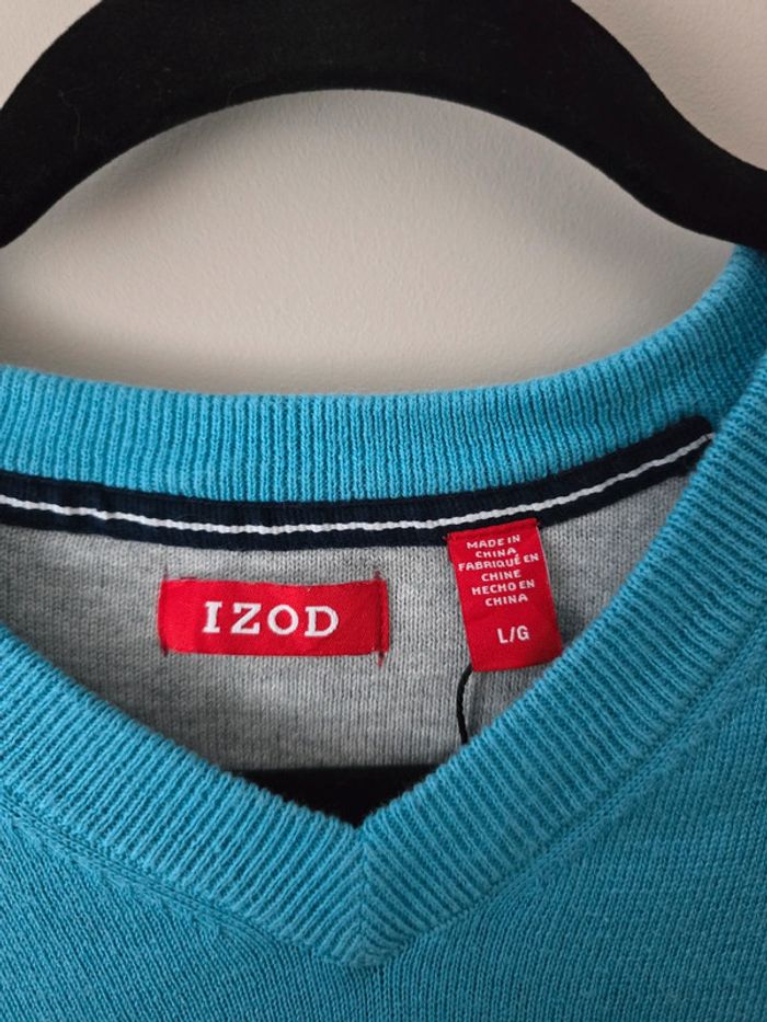 Pull chandail sans manche Izod turquoise taille L – Élégant et confortable - photo numéro 3