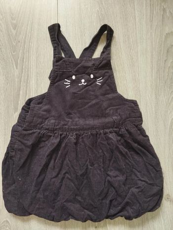 Robe mignonne velours chat violette automne 18 mois Gémo
