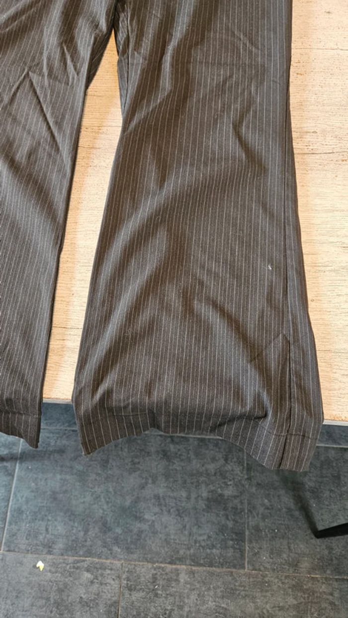 Pantalon à jambes larges, brun foncé avec fines lignes, Etam, 46 - photo numéro 3
