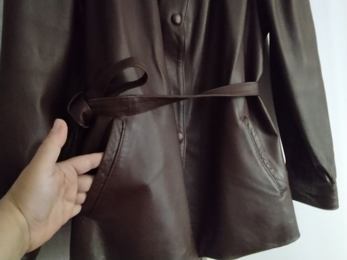 Veste en cuir marron bordeaux - photo numéro 3