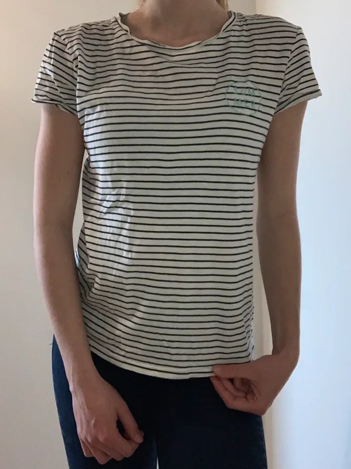 T-shirt Rayures noir et blanc Promod - photo numéro 2