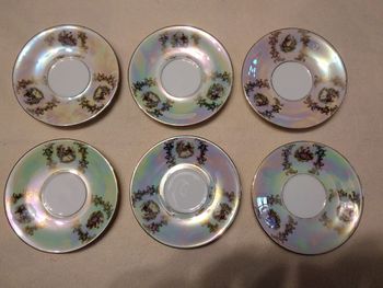 6 sous tasses nacrées Vintage 