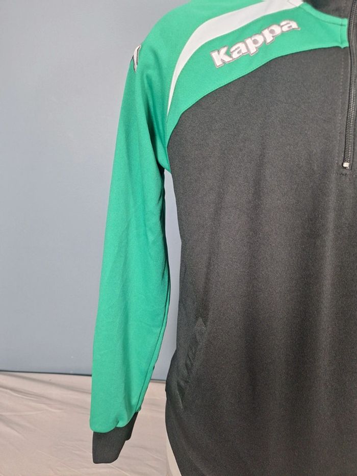 veste quart de zip kappa vintage/ homme - taille S / noir et vert - brodé (454) - photo numéro 6