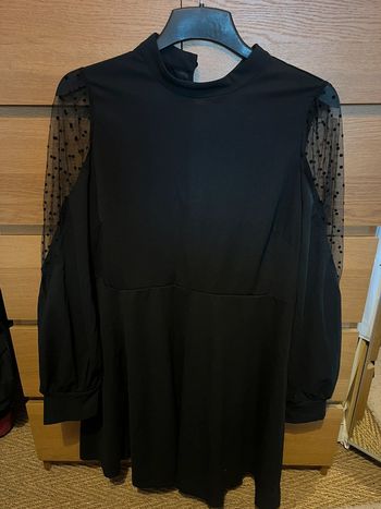 Robe noir évasée  avec manches bouffantes Shein