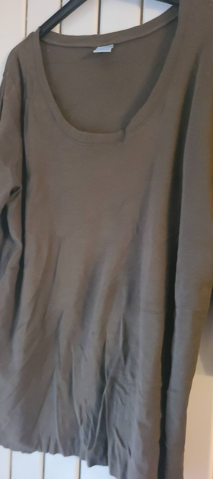 T-shirt basique à manches longues M&S best basics kaki xxl - photo numéro 2