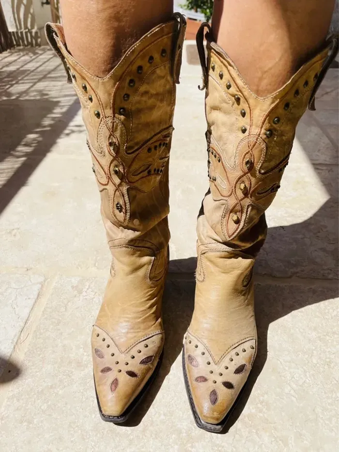 Bottes Vic Matié beiges cowgirl - photo numéro 4