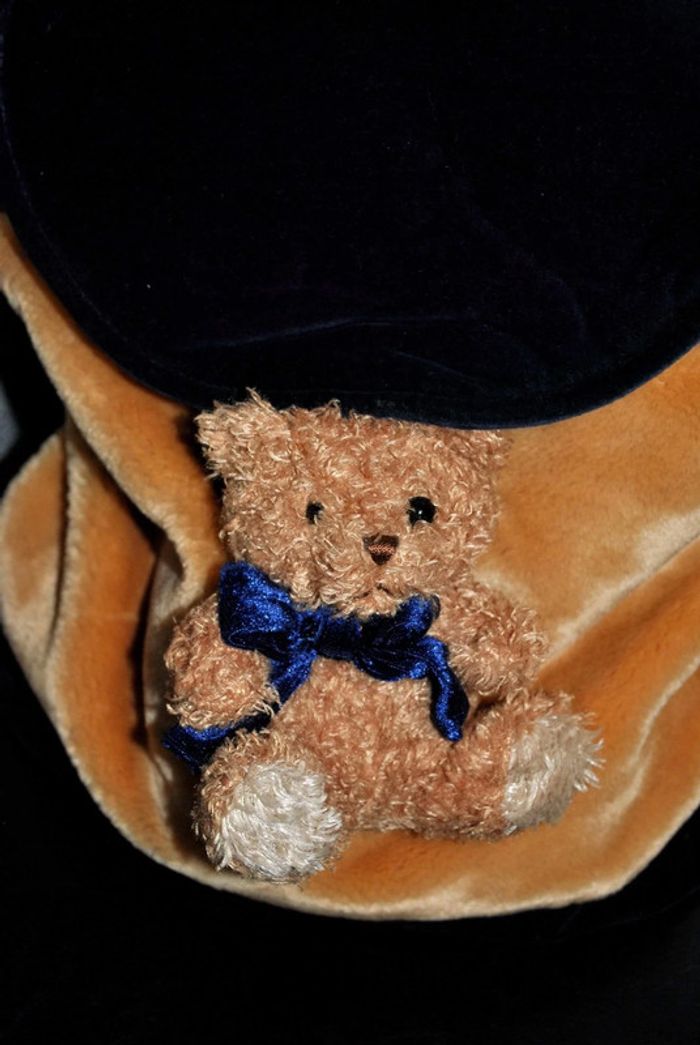 Très grand sac à dos en peluche tout doux avec petit ourson et bretelles réglables - photo numéro 2