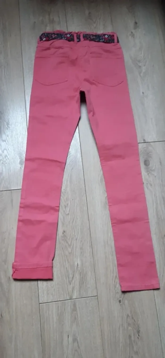 Pantalon skinny tape à l'oeil rose 14 ans état neuf - photo numéro 4