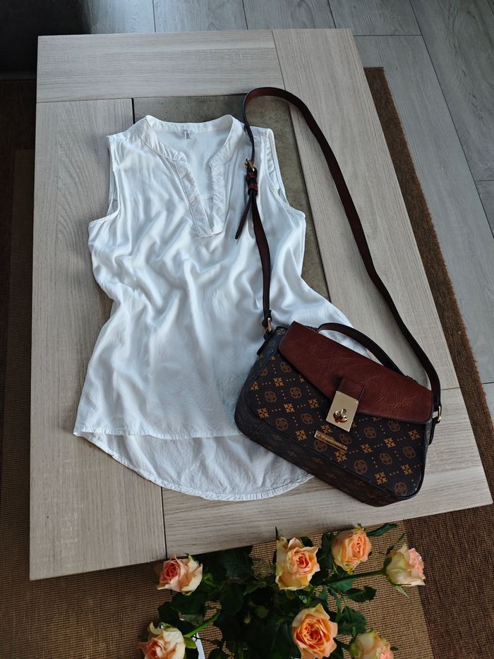sac a main avec bandoulière et rombes marron inspi Lu Vi - photo numéro 8