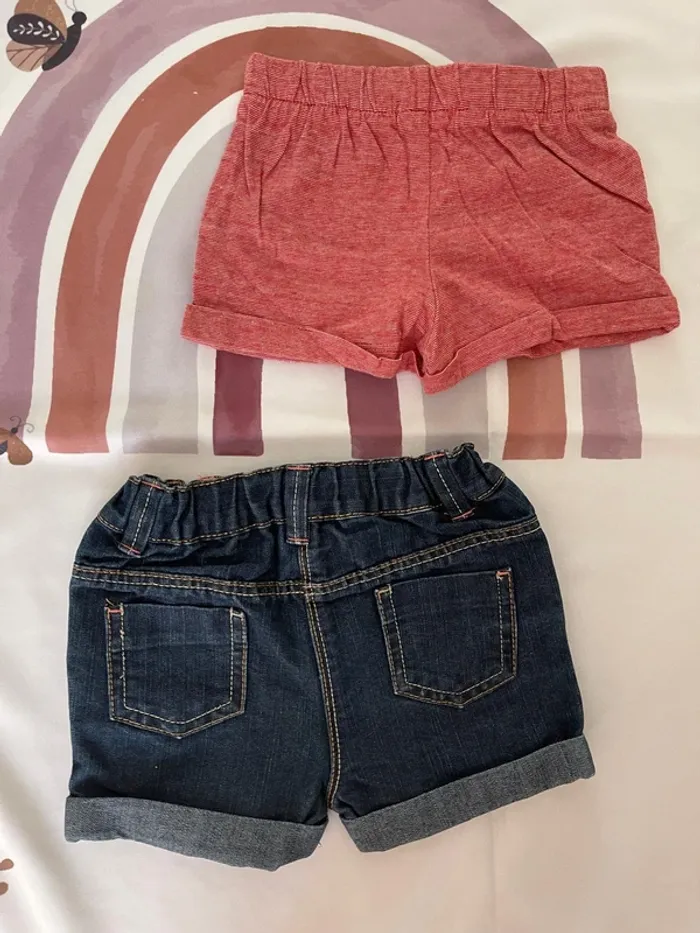 Lot de 2 shorts bébé fille – Taille 12 mois / 76 cm - photo numéro 2