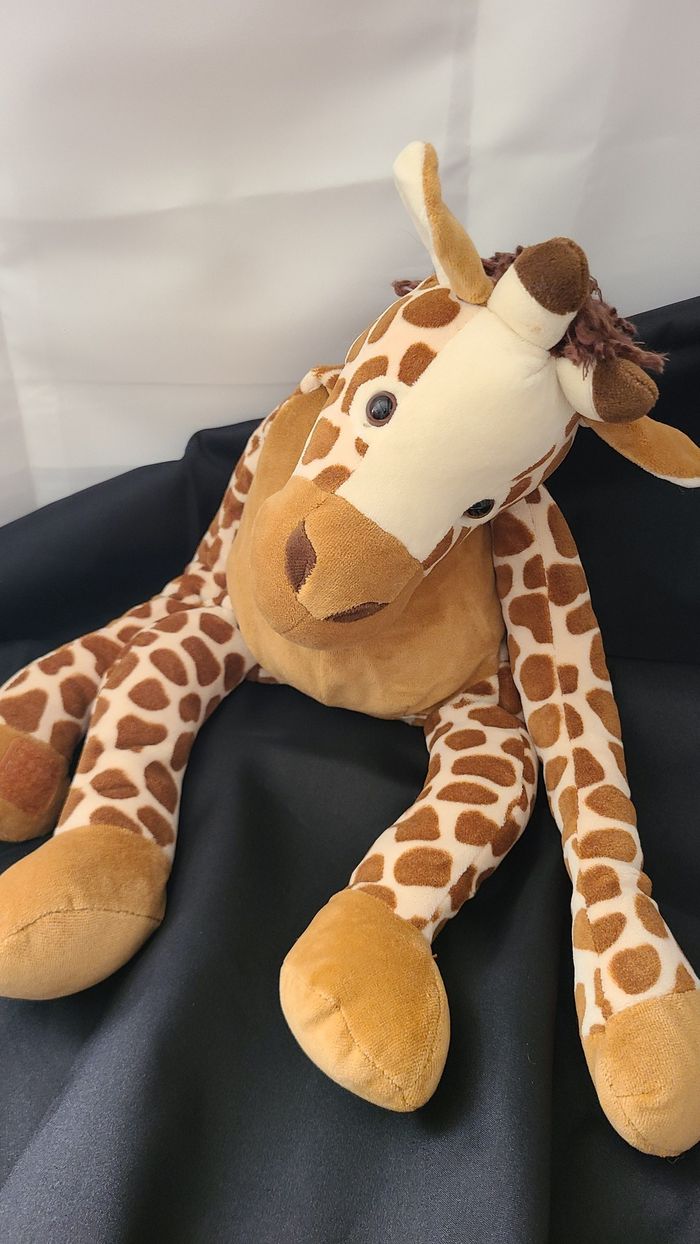 Peluche girafe marron et crème - photo numéro 2