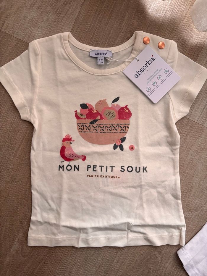 Lot 2 Tee-shirts ABSORBA Neufs avec étiquettes - 9 mois / 71 cm - photo numéro 9