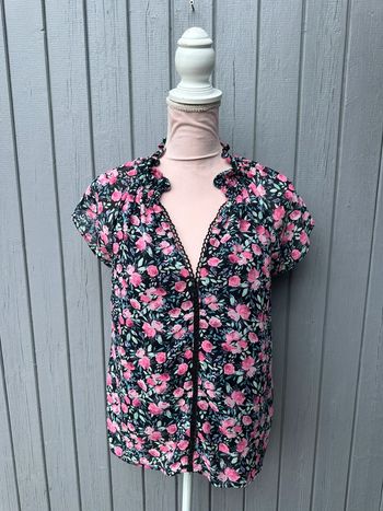 Haut manches courtes été léger fleuri coloré S/36