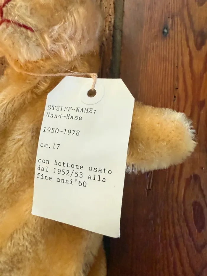 Peluche marionnette ancienne Steiff lapin lièvre Hase 17cm miel théâtre marron - photo numéro 3
