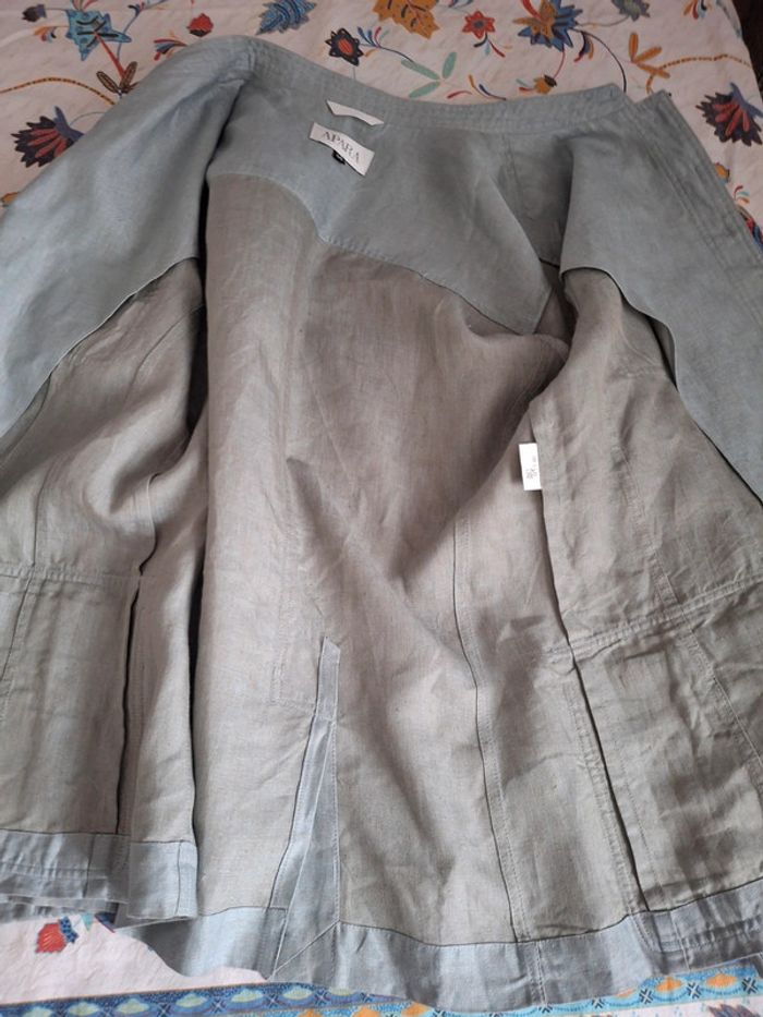 Saharienne "APARA" 100% lin, bleu ciel raffiné taille 40 - photo numéro 5