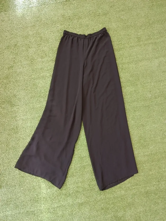 Pantalon fluide noir large taille élastique légèrement transparent Franck Usher taille 42 (uk14)