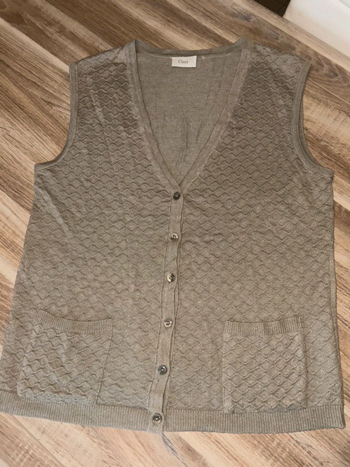 Gilet sans manches femme couleur taupe - photo numéro 3