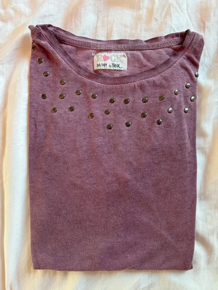 T-shirt sans manches taille 34/14 ans vieux rose - photo numéro 4