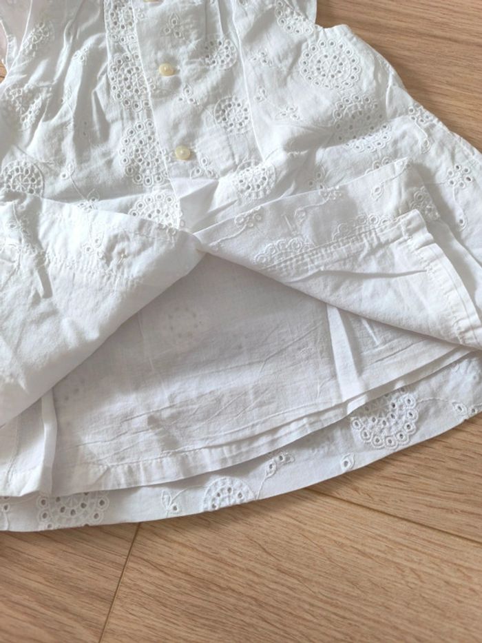 Robe blanche broderie anglaise Zara Baby - Taille 6-9 mois 74cm - photo numéro 4