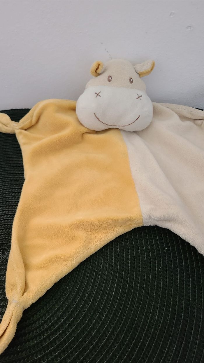 Doudou plat hippopotame orange jaune PARADISE TOYS - photo numéro 2