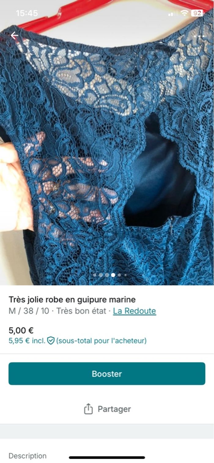 Très jolie robe en guipure bleu marine - photo numéro 6