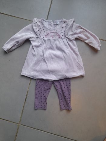 Ensemble legging + tunique velour bébé 6 mois
