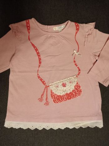 Tee shirt manches longues rose sac à main