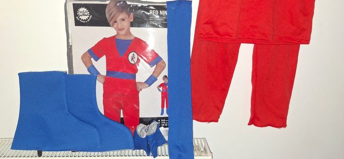 Déguisement Ninja Guerrier Rouge & Bleu 7 ans - photo numéro 3