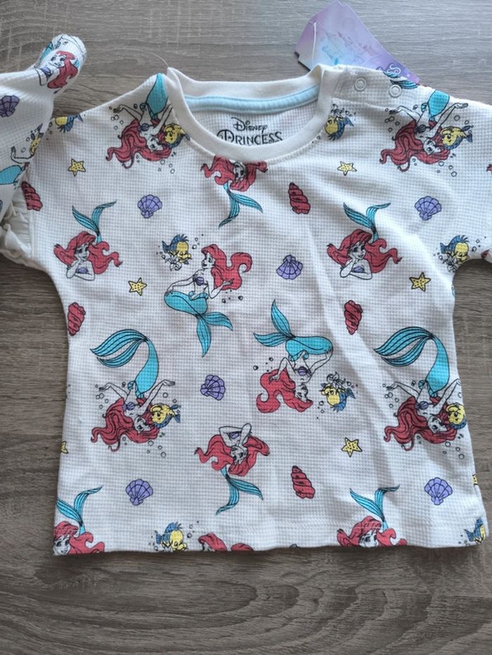 Ensemble deux pièces pyjama Ariel la petite sirène 6-9 mois 74 cm disney - photo numéro 3