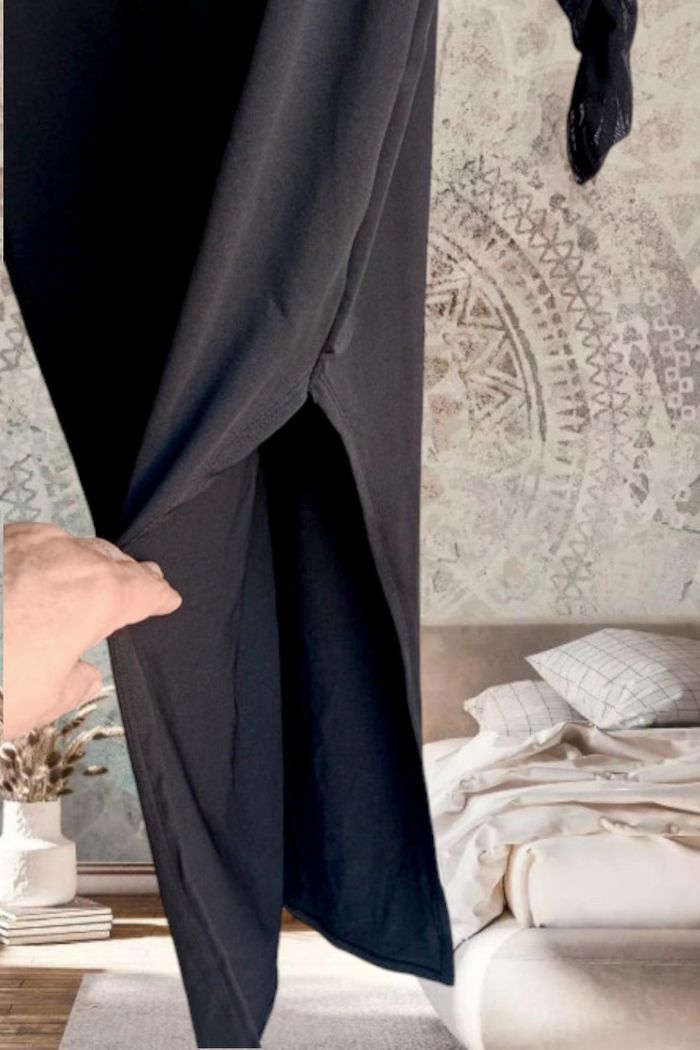 Robe longue noire sexy fendue et bras résille -S - photo numéro 6