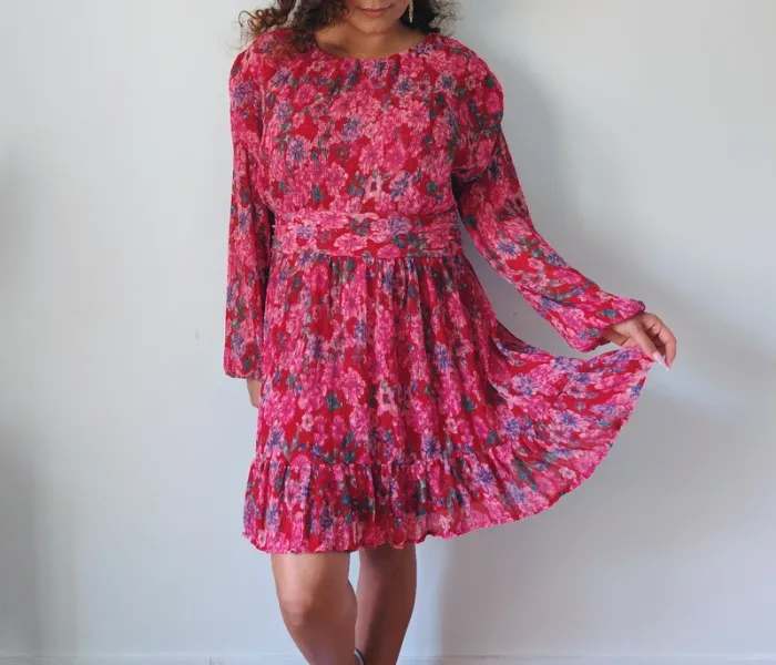 Superbe robe rose fushia fleuri élégante romantique vaporeuse taille 40 - photo numéro 5