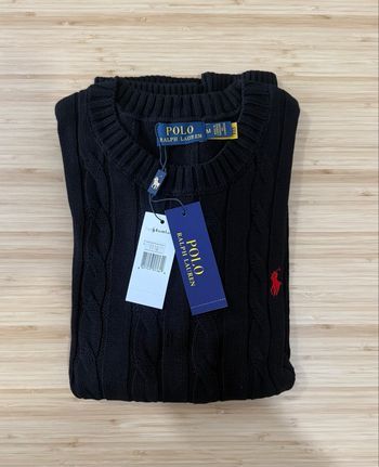 Pull Ralph Lauren torsadé noir taille M