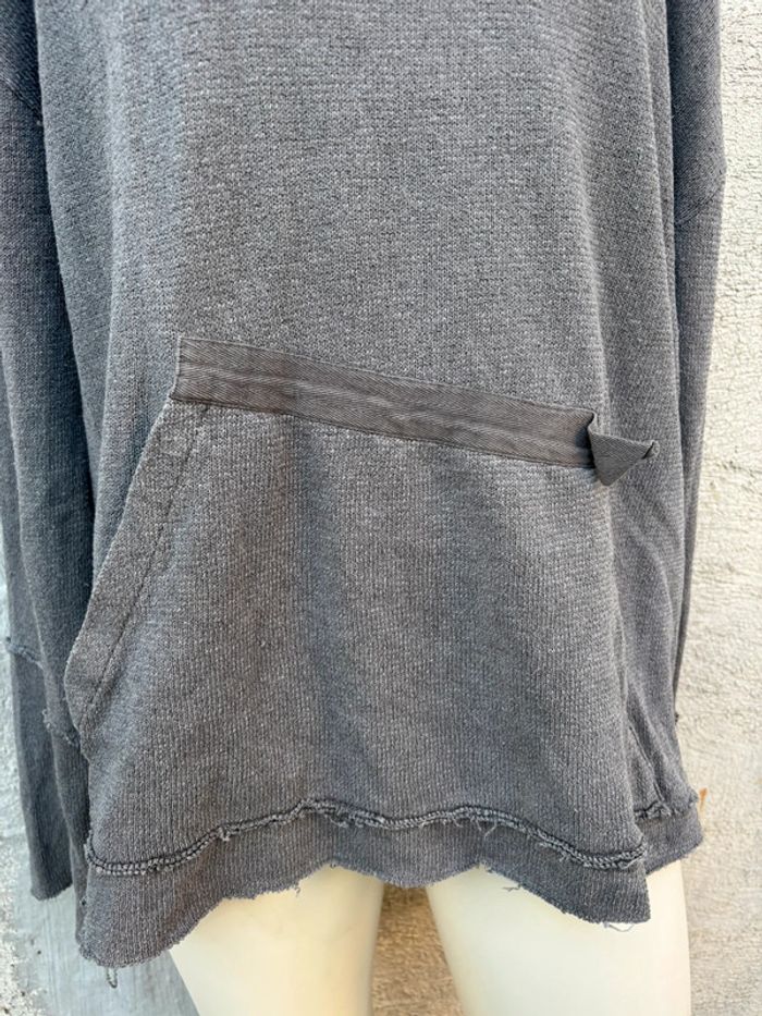 Pull léger Zara gris maille XL - col rond large - photo numéro 2