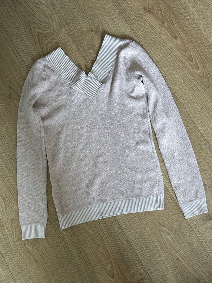 Pull rose pale pailleté à manches longues Morgan taille S TBE - photo numéro 8