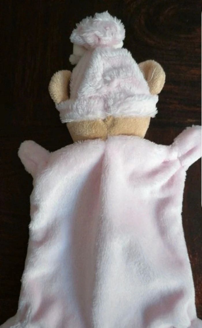 Doudou ours plat carré rose escargot Nicotoy - photo numéro 3