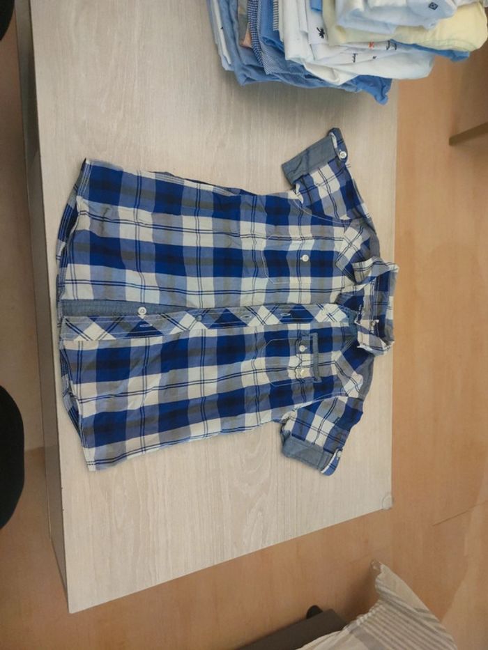 Chemisette Teddy Smith a carreaux bleus 10 ans