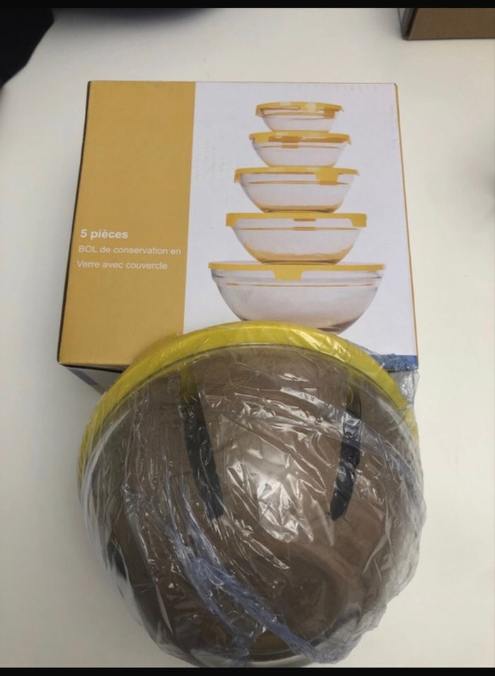 Lot de 5 bols De conservation en verre avec couvercle neuf. - photo numéro 3