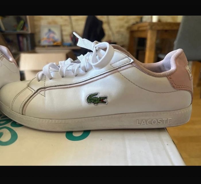 Chaussures basket Femme, Lacoste, blanc et rose - photo numéro 4