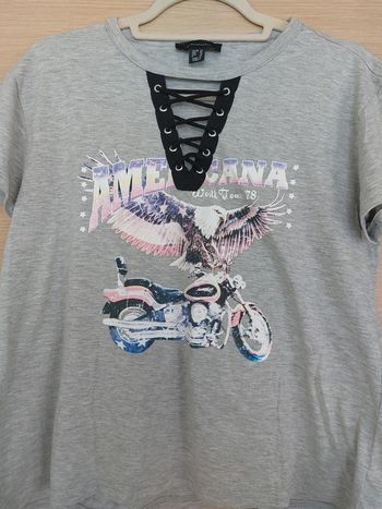 Tee-shirt gris americana moto